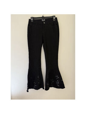 AZI Jeans Size 2 Black Beaded Embellished Fairy Grunge Whimsygoth Flared Jeans
